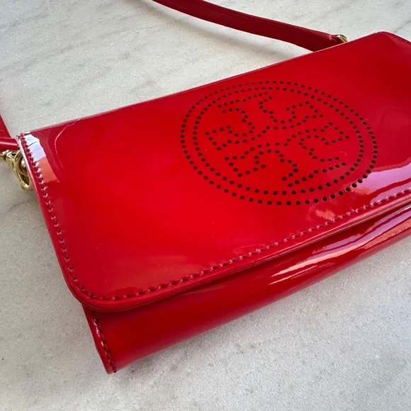 Tory Burch Red Patent Leather Crossbody Purse - Picture 14 of 14